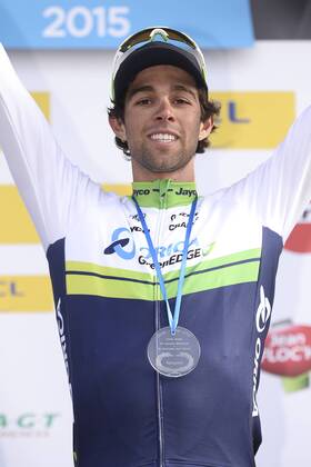 - SAINT-POURCAIN-SUR-SIOULE, FRANCE: Australian Michael Matthews of Orica GreenEDGE celebrates on the podium after winning stage 3 on the fourth day of the 73rd edition of Paris-Nice cycling race, 179 km from Saint-Amand-Montrond to Saint-Pourcain-sur-Sioule, France, Wednesday 11 March 2015. DIRKxWAEM  x04584635x