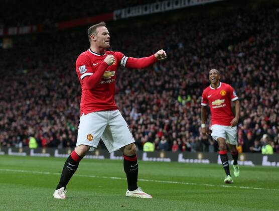 Wayne Rooney of Manchester United ManU celebrates scoring the third goal with a reference to a story that he had been knocked out in his kitchen while play boxing - Barclays Premier League - Manchester Utd vs Tottenham - Old Trafford Stadium - Manchester - England - 15th March 2015 - Picture Simon Bellis Sportimage EDITORIAL USE ONLY. No use with unauthorised audio, video, data, fixture lists, club league logos or live services. Online in-match use limited to 120 images, no video emulation. No use in betting, games or single club league player publications.