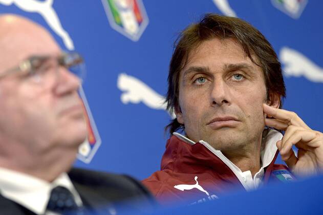 Antonio Conte -, Carlo Tavecchio, Torino 30-03-2015, Juventus Stadium, Football Calcio 2014 2015, PK Italien, filippoxalfero