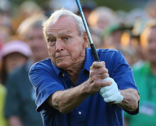 April 9, 2015 - Augusta, GA, USA - Honorary starter ARNOLD PALMER, a four-time Masters Champion, hits the first tee shot to begin the Masters in Augusta, Ga. Golf 2015 - Masters - Day One - ZUMAm67_