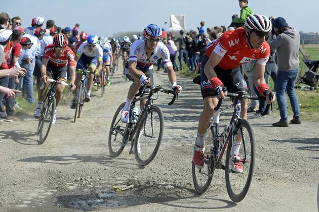 - ROUBAIX, FRANCE: Czech Zdenek Stybar of team Ettix - Quick-Step (C) pictured in action during the Paris-Roubaix one day cycling race, 253,5 km from Compiegne to the Velodrome in Roubaix, Sunday 12 April 2015. DIRKxWAEM  x04603086x