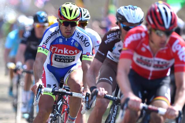 - ROUBAIX, FRANCE: Slovakian Juraj Sagan of Tinkoff-Saxo pictured on the cobblezone of Wallers-Arenberg during the Paris-Roubaix one day cycling race, 253,5 km from Compiegne to the Velodrome in Roubaix, Sunday 12 April 2015. LUCxCLAESSEN  x04603098x