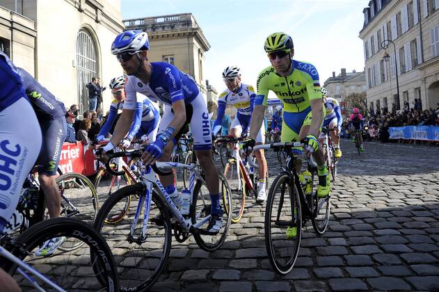 - ROUBAIX, FRANCE: Illustration picture taken at the start of the Paris-Roubaix one day cycling race, 253,5 km from Compiegne to the Velodrome in Roubaix, Sunday 12 April 2015. FREDxPORCU  x04603080x
