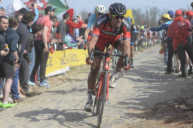 - ROUBAIX, FRANCE: Belgian Greg Van Avermaet of BMC Racing Team pictured in action during the Paris-Roubaix one day cycling race, 253,5 km from Compiegne to the Velodrome in Roubaix, Sunday 12 April 2015. DIRKxWAEM  x04603107x
