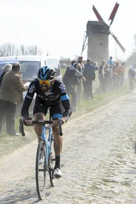 - ROUBAIX, FRANCE: British Bradley Wiggins of Team Sky pictured during the Paris-Roubaix one day cycling race, 253,5 km from Compiegne to the Velodrome in Roubaix, Sunday 12 April 2015. DIRKxWAEM  x04603328x
