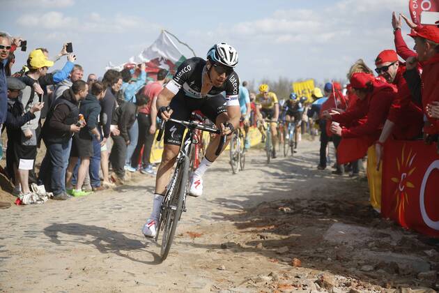 - ROUBAIX, FRANCE: Dutch Niki Terpstra of team Ettix - Quick-Step pictured during the Paris-Roubaix one day cycling race, 253,5 km from Compiegne to the Velodrome in Roubaix, Sunday 12 April 2015. YUZURUxSUNADA  x04603309x