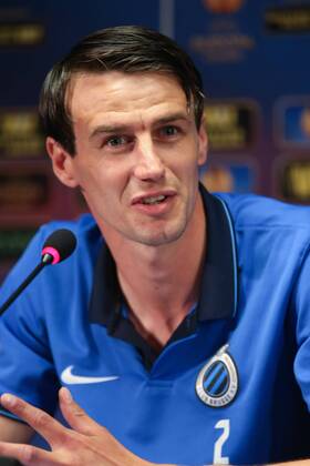 - BRUGGE, BELGIUM: Club s Davy De Fauw pictured during a press conference PK Pressekonferenz of Club Brugge, in Brugge stadium, Wednesday 15 April 2015. Belgian first league soccer team Club Brugge will play tomorrow a first leg quarter final game of Uefa Europa League competition against Ukrainian soccer club Dnipro. BRUNOxFAHY x04604551x
