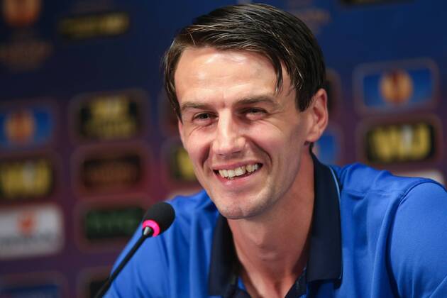 - BRUGGE, BELGIUM: Club s Davy De Fauw pictured during a press conference PK Pressekonferenz of Club Brugge, in Brugge stadium, Wednesday 15 April 2015. Belgian first league soccer team Club Brugge will play tomorrow a first leg quarter final game of Uefa Europa League competition against Ukrainian soccer club Dnipro. BRUNOxFAHY x04604558x