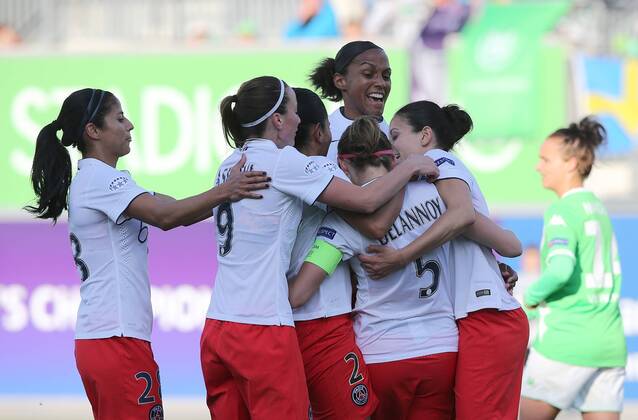Jubel paris, Sabrina Delannoy (Paris Saint-Germain)(5) erzielte per Elfmeter das 0-1 VfL Wolfsburg vs. Paris Saint Germain