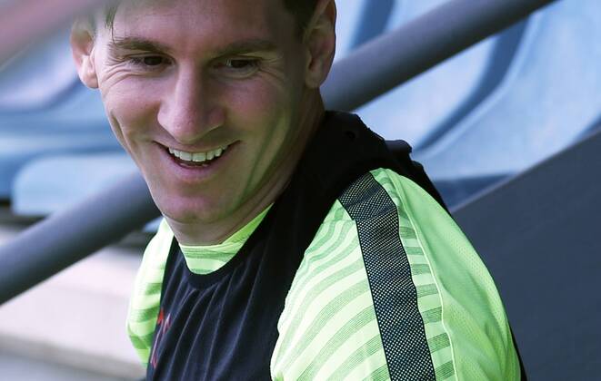 Aktuell Fußball, Champions League, Training FC Barcelona BARCELONA -05 mayo- ESPANA: Lionel Messi en el entrenamiento previo al partido de Liga de Campeones contra el Bayern Munich el 05 de mayo del 2015. 