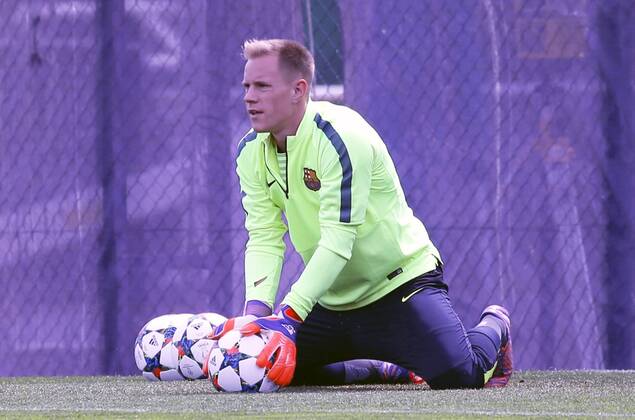 Aktuell Fußball, Champions League, Training FC Barcelona BARCELONA -05 mayo- ESPANA: Marc Andre Ter STEGEN en el entrenamiento previo al partido de Liga de Campeones contra el Bayern Munich el 05 de mayo del 2015. 