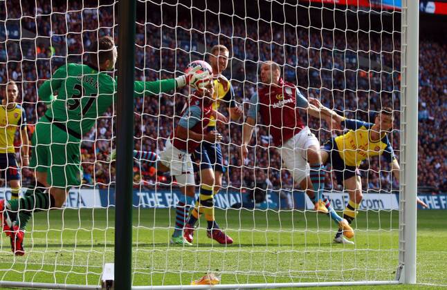 The FA Cup Final - Arsenal v Aston Villa . . London, UK . . 30.05.2015 Shay Given (AV) makes a save from Laurent Koscielny (A)