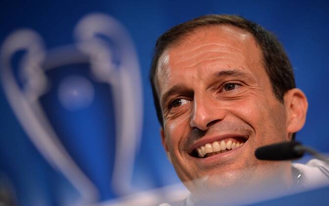 05.06.2015, xfux, Fussball Champions League, Juventus Turin - FC Barcelona Barca Mediaday, v.l. Massimiliano Allegri (Trainer Head Coach Juventus Turin) PK Pressekonferenz Presse Press press conferencene news conference