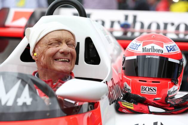 FORMULA 1 - GP of Austria 2015 SPIELBERG,AUSTRIA,21.JUN.15 - MOTORSPORTS, FORMULA 1 - Grand Prix of Austria, Red Bull Ring, legends parade. Image shows chairman of the advisory board Niki Lauda (Mercedes GP) in the 1984 McLaren MP 4 2 TAG Turbo. GEPAxpictures xHaraldxSteiner
