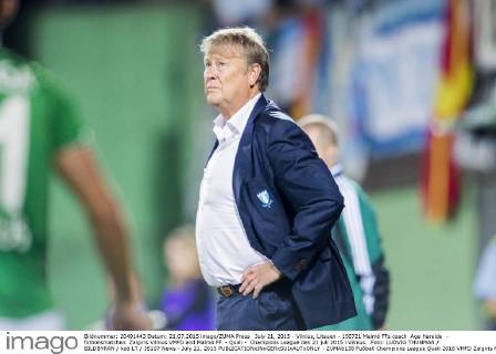 July 21, 2015 - Vilnius, Litauen - 150721 Malmö FFs coach Age Hareide - fotbollsmatchen Zalgiris Vilnius VMFD and Malmö FF - Quali - Champions League den 21 juli 2015 i Vilnius. .Foto: LUDVIG THUNMAN BILDBYRAN kod LT 35107 News - July 21, 2015  - ZUMAb138