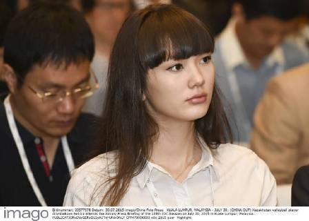 KUALA LUMPUR, MALAYSIA - JULY 30: (CHINA OUT) Kazakhstan volleyball player Altynbekova Sabina attends the Almaty Press Briefing of the 128th IOC Session on July 30, 2015 in Kuala Lumpur, Malaysia. CFP470956693