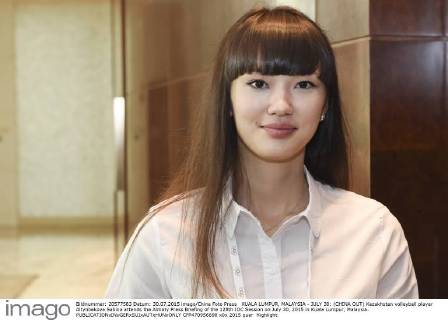 KUALA LUMPUR, MALAYSIA - JULY 30: (CHINA OUT) Kazakhstan volleyball player Altynbekova Sabina attends the Almaty Press Briefing of the 128th IOC Session on July 30, 2015 in Kuala Lumpur, Malaysia. CFP470956698