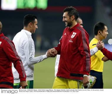 Pre-season friendly match between Real Madrid and AC Milan. In this picture, Keylor Navas and Diego Lopez. xFOTOxCHEMAxREYx