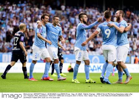 Aug. 15, 2015 - Malmö, Sverige - 150815 Malmö FFs Markus Rosenberg jublar efter 2-0 - Fussball, SWE, Allsvenskan: Malmö FF - Gefle den 15 august 2015 in Malmö..Foto: News - Aug. 15, 2015  - ZUMAb138