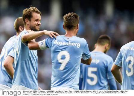 Aug. 15, 2015 - Malmö, Sverige - 150815 Malmö FFs Markus Rosenberg jublar efter 2-0 - Fussball, SWE, Allsvenskan: Malmö FF - Gefle den 15 august 2015 in Malmö..Foto: News - Aug. 15, 2015  - ZUMAb138
