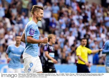 Aug. 15, 2015 - Malmö, Sverige - 150815 Malmö FFs Markus Rosenberg jublar efter 2-0 - Fussball, SWE, Allsvenskan: Malmö FF - Gefle den 15 august 2015 in Malmö..Foto: News - Aug. 15, 2015  - ZUMAb138