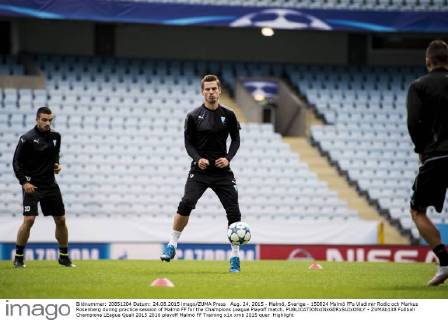 Aug. 24, 2015 - Malmö, Sverige - 150824 Malmö FFs Vladimir Rodic och Markus Rosenberg during practice session of Malmö FF for the Champions League Playoff match.  - ZUMAb138