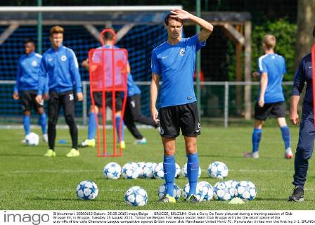 - BRUGGE, BELGIUM: Club s Davy De Fauw pictured during a training session of Club Brugge KV, in Brugge, Tuesday 25 August 2015. Tomorrow Belgian first league soccer team Club Brugge will play the return game of the play-offs of the Uefa Champions League competition against British soccer club Manchester United ManU FC. Manchester United won the first leg 3-1. BRUNOxFAHY x04686766x