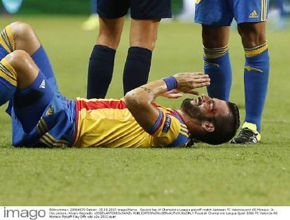 Second leg of Champions League playoff match between FC Valencia and AS Monaco. In this picture, Alvaro Negredo. xJOSExANTONIOxSANZx