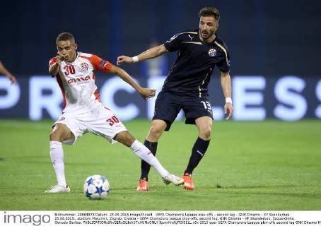 UEFA Champions League play-offs - second leg - GNK Dinamo - KF Skenderbeu 25.08.2015., stadium Maksimir, Zagreb, Croatia - UEFA Champions League play-offs, second leg, GNK Dinamo - KF Skenderbeu. Esquerdinha, Goncalo Santos. IgorxKralj PIXSELL