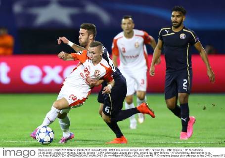 UEFA Champions League play-offs - second leg - GNK Dinamo - KF Skenderbeu 25.08.2015., stadium Maksimir, Zagreb, Croatia - UEFA Champions League play-offs, second leg, GNK Dinamo - KF Skenderbeu. Bernard Berisha, Ivo Pinto. SlavkoxMidzor PIXSELL