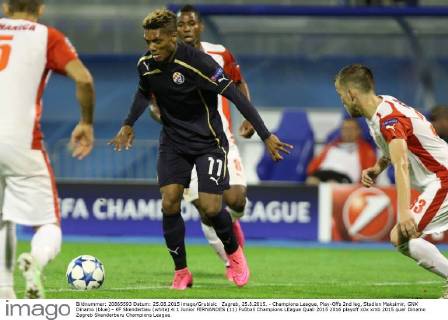 Zagreb, 25.8.2015. - Champions League, Play-Offs 2nd leg, Stadion Maksimir, GNK Dinamo (blue) - KF Skenderbeu (white) 4:1 Junior FERNANDES (11)