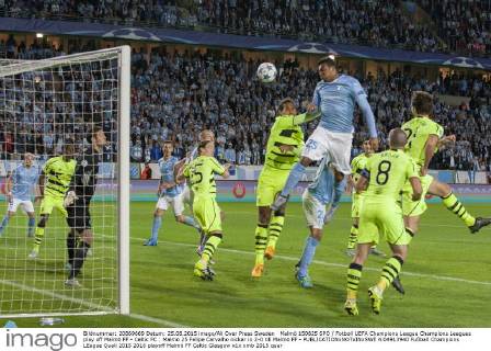 Malmö 150825 SPO Fotboll UEFA Champions League Champions Leagues play off Malmö FF - Celtic FC : Malmö 25 Felipe Carvalho nickar in 2-0 till Malmö FF -  4.04913940
