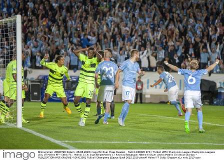 Malmö 150825 SPO Fotboll UEFA Champions League Champions Leagues play off Malmö FF - Celtic FC : Malmö 23 Jo Inge BergetMalmö 17 Rasmus Bengtsson Malmö 6 Oscar LewickiMalmö 28 Nikola Djurdjic - 4.04913981