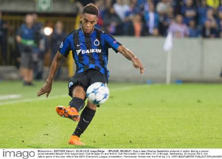- BRUGGE, BELGIUM: Club s Jean-Charles Castelletto pictured in action during a soccer game between Belgian first league team Club Brugge KV and British club Manchester United ManU FC in Brugge, Wednesday 26 August 2015, the return game of the play-offs of the UEFA Champions League competition. Manchester United won the first leg 3-1. KURTxDESPLENTER x04687575x