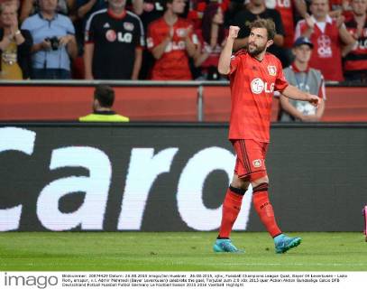 26.08.2015, xjhx, Fussball Champions League Quali, Bayer 04 Leverkusen - Lazio Rom, emspor, v.l. Admir Mehmedi (Bayer Leverkusen) celebrate the goal, Torjubel zum 2:0