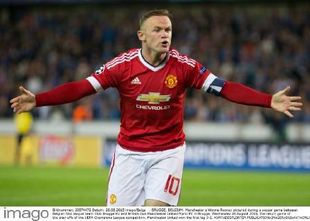 - BRUGGE, BELGIUM: Manchester s Wayne Rooney pictured during a soccer game between Belgian first league team Club Brugge KV and British club Manchester United ManU FC in Brugge, Wednesday 26 August 2015, the return game of the play-offs of the UEFA Champions League competition. Manchester United won the first leg 3-1. KURTxDESPLENTER  x04687608x