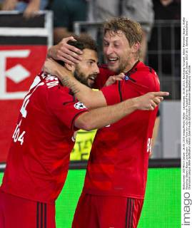 Leverkusen, 26.08.2015, BayArena Torjubel: Admir Mehmedi (Bayer), Stefan Kiessling (Bayer) Bayer Leverkusen - Lazio Rom mm