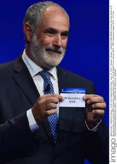 Aug. 27, 2015 - Monaco, Monaco - ANDONI ZUBIZARRETA shows the draw result of FC Barcelona Barca during the UEFA Champions League Draws 2015 - 16 at Grimaldi Forum. Soccer 2015 - UEFA Champions League 2015 - 16 Draw  - ZUMAm119