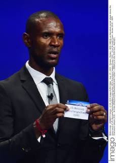 Aug. 27, 2015 - Monaco, Monaco - ERIC ABIDAL ex Barcelona soccer player shows the draw result of VFL Borussia Monchengladbach during the UEFA Champions League Draws 2015 - 16 at Grimaldi Forum. Soccer 2015 - UEFA Champions League 2015 - 16 Draw - ZUMAm119