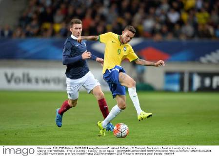 Aktuell Fußball, U21 Testspiel, Frankreich - Brasilien Luan (bre) - Aymeric Laporte (fra) FOOTBALL : France vs Bresil - Espoirs - match amical - 08 09 2015 AnthonyBIBARD FEP Panoramic 