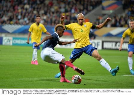 Kingsley Coman (fra) - Doria (bre) FOOTBALL : France vs Brasil - Football - firendly match - 08 09 2015 AnthonyBIBARD FEP Panoramic 