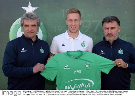 Dominique Rocheteau - Robert Beric - Christophe Galtier FOOTBALL : Kevin Malcuit et Robert Beric - Nouvelles recrues de Saint Etienne - Ligue 1 - 10 09 2015 FredericChambert Panoramic 