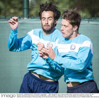 - GENT, BELGIUM: Gent s Rafinha Rafael Scapini de Almeida and Gent s Hannes Van der Bruggen pictured in action during a training of KAA Gent, in Gent, Tuesday 15 September 2015. Tomorrow Belgian first league soccer team KAA Gent will play the first game in the group stage of the Uefa Champions League competition against French Olympique Lyon. JASPERxJACOBS  x04700160x