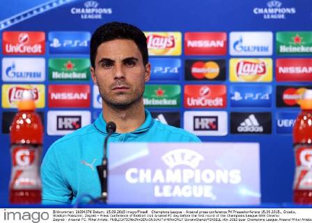 Champions League - Arsenal press conference PK Pressekonferenz 15.09.2015., Croatia, Stadium Maksimir, Zagreb - Press Conference of football club Arsenal FC day before the first round of the Champions League GNK Dinamo Zagreb - Arsenal FC. Mikel Arteta.  GoranxStanzl PIXSELL