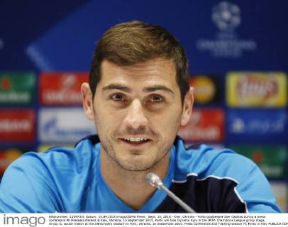 Sept. 15, 2015 - Kiev, Ukraine - Porto goalkeeper Iker Casillas during a press conference PK Pressekonferenz in Kiev, Ukraine, 15 September 2015. Porto will face Dynamo Kyiv in the UEFA Champions League group stage, Group G, soccer match at the Olimpiyskiy stadium in Kiev, Ukraine, 16 September 2015. Press Conference and Training session FC Porto in Kiev - ZUMAn230