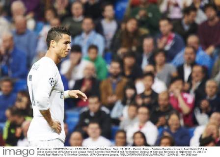 Sept. 15, 2015 - Madrid, Spain - Cristiano Ronaldo (forward, Real Madrid F.C.) in action during the UEFA Champions League match between Real Madrid and FC Shakhtar Donetsk at Santiago Bernabeu on September 15, 2015 in Madrid Real Madrid vs FC Shakhtar Donetsk. UEFA Champions League. - ZUMAg15_