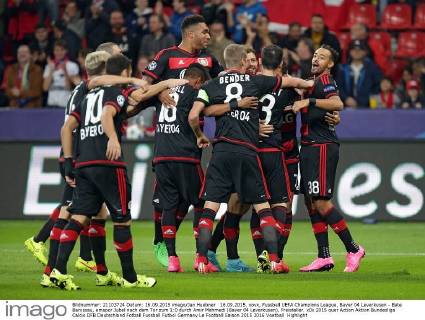 16.09.2015, xovx, Fussball UEFA Champions League, Bayer 04 Leverkusen - Bate Baryssau, emspor Jubel nach dem Tor zum 1:0 durch Amir Mehmedi (Bayer 04 Leverkusen), Freisteller.