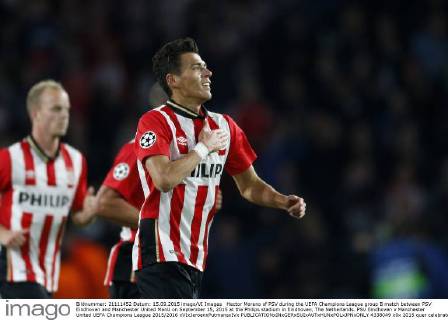 Hector Moreno of PSV during the UEFA Champions League group B match between PSV Eindhoven and Manchester United ManU on September 15, 2015 at the Philips stadium in Eindhoven, The Netherlands. PSV Eindhoven v Manchester United UEFA Champions League 2015 2016 xVIxJeroenxPutmansxIVx 4338049