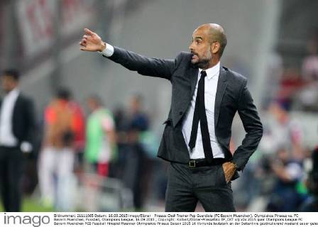 Piraeus Chef-Trainer Pep Guardiola (FC Bayern Muenchen), Olympiakos Piraeus vs. FC Bayern Muenchen, Fussball, Champions League, 16.09.2015 , Copyright: Kolbert Eibner-Pressefoto EP_CKT