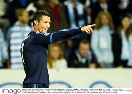 , 150930 Real Madrids Cristiano Ronaldo jublar efter 0-1 during UEFA Champions League 2015 2016 match between Malmö FF and Real Madrid.  Copyright: LUDVIGxTHUNMAN BB150930LT027